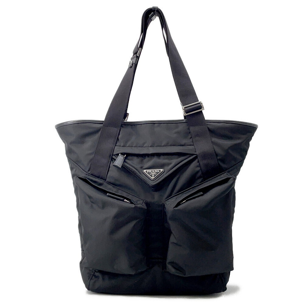Prada Tote Bag Triangle Logo Black